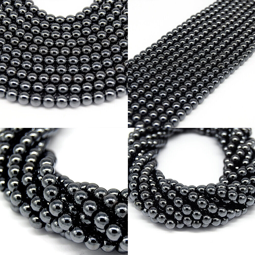 US 4/6/8/10MM Gunmetal Hematite Beads Round Natural Gemstone Metaphysical