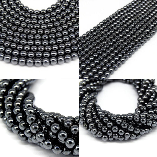 US 4/6/8/10MM Gunmetal Hematite Beads Round Natural Gemstone Metaphysical