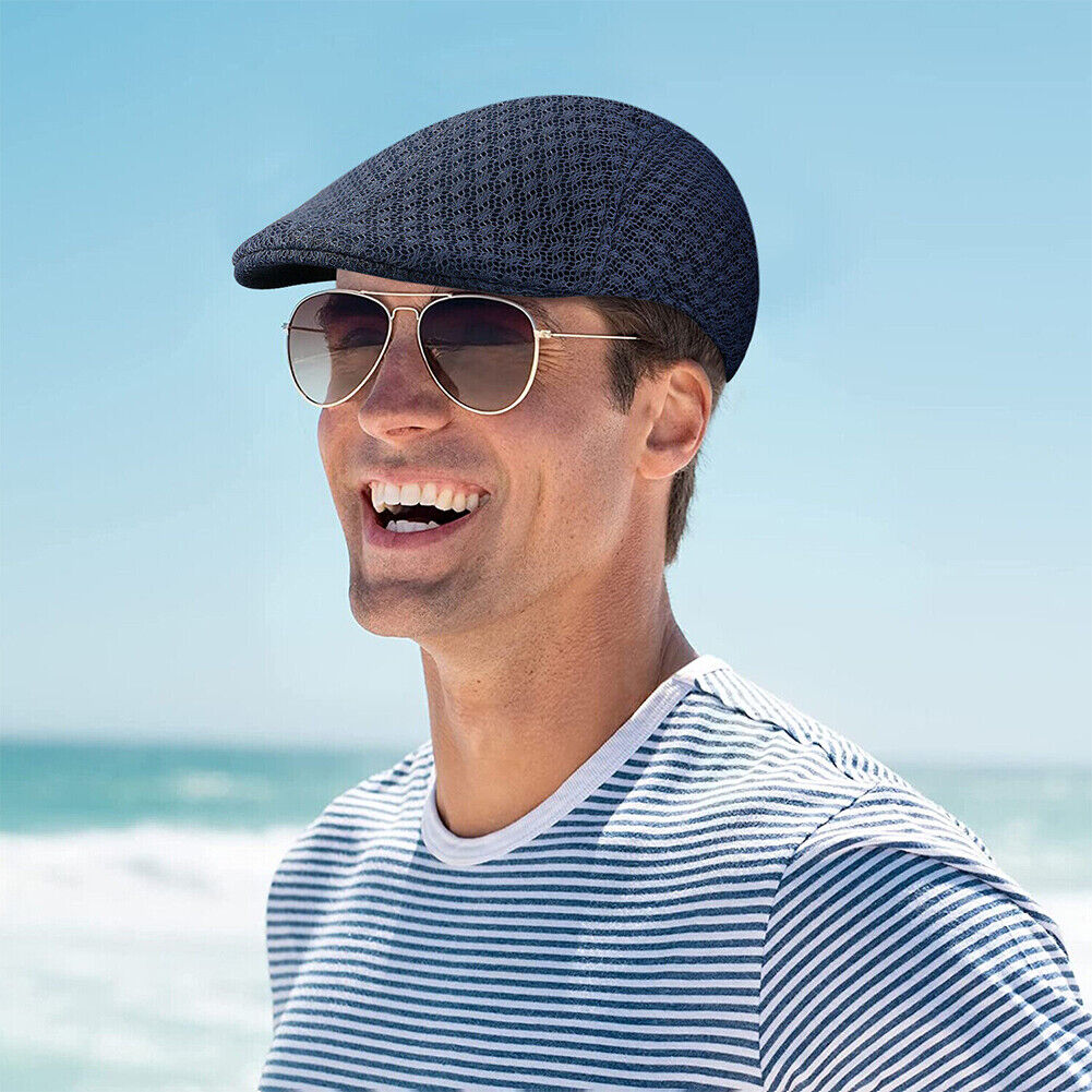 US Men's Breathable Mesh Ivy Hat Gatsby Cap Summer Newsboy Beret Ascot Cabbie