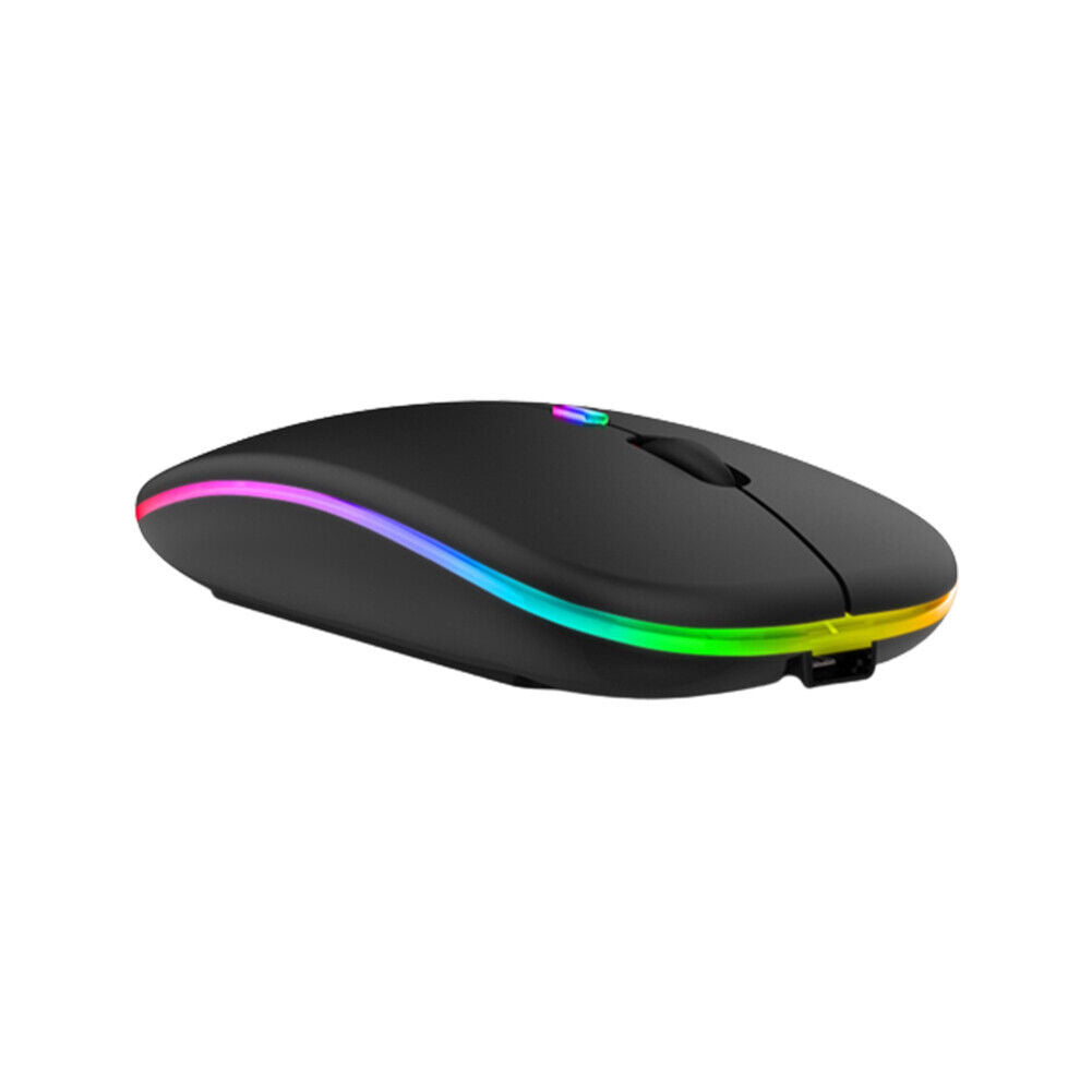 US 1-2 Pack Slim Wireless Bluetooth 2.4Ghz Mouse Dual Mode LED Rechargeable Mice
