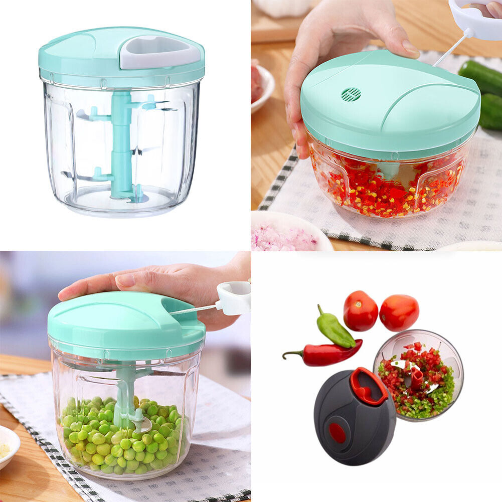 US 1-2 Pc Hand Blender Kitchen Tool Pull Vegetable Food Chopper Slicer Processor