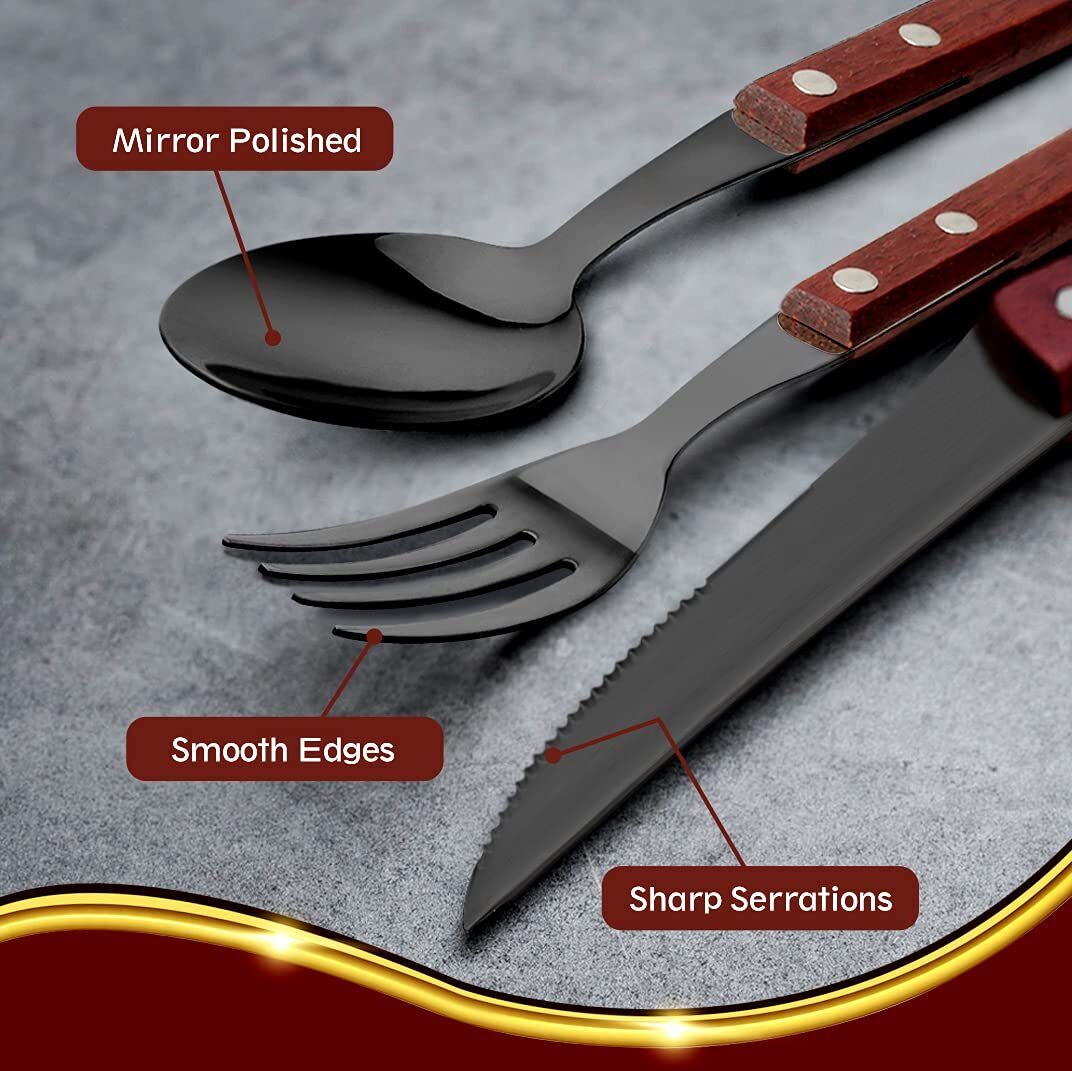 Reusable Camping Travel Utensils with Carrying Pouch， Flatware Set of Stainless