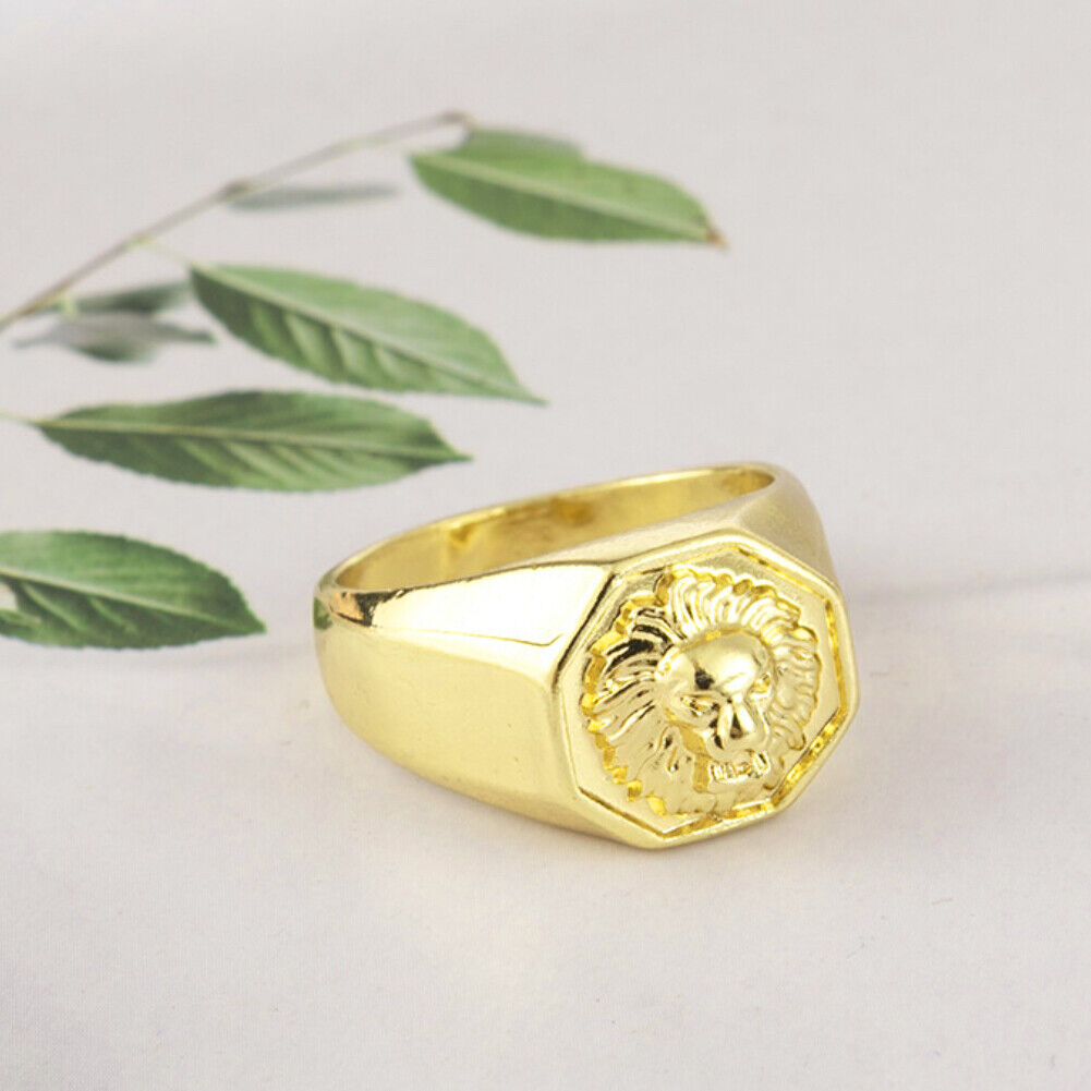 US 2-4 Pack Men Gold Plated Stainless Steel Lion Head of Judah Ring