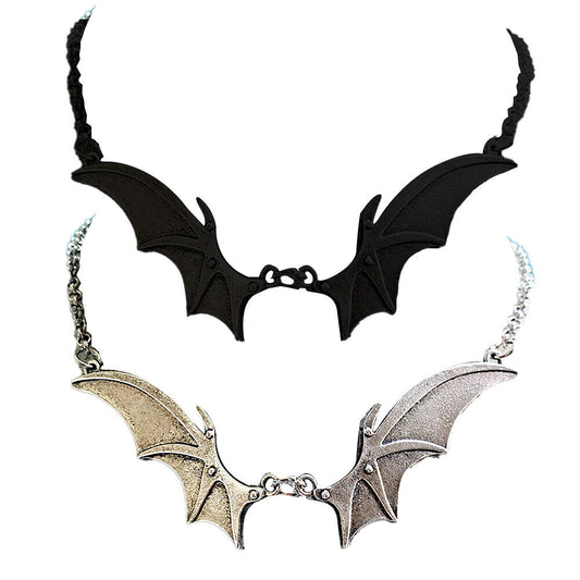 US 2-4 Pcs Black Silver Gothic Bat Wing Pendant Necklace Halloween Holiday Gift