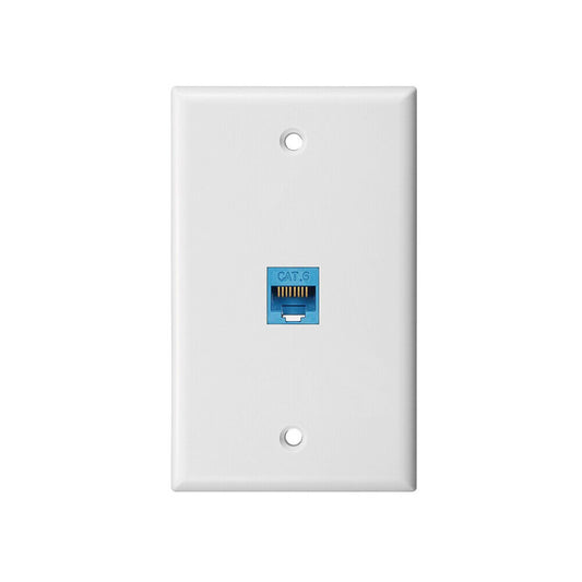 US 1-2 Pack Ethernet Wall Plate CAT6 1 Port Single Gang Keystone Coupler Network