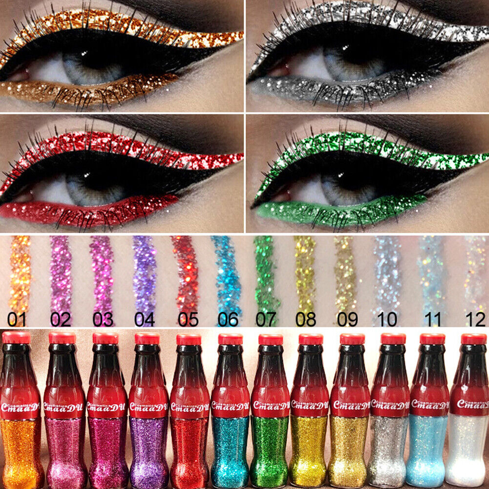 US 4-8 Pack Colorful GLITTER Liquid Eyeliner Set Matte UV Glow Neon Waterproof