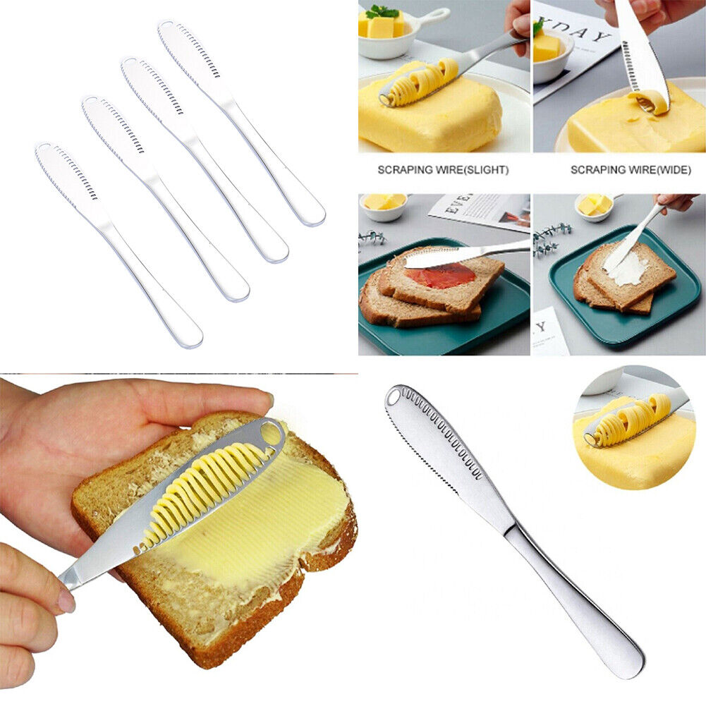 US 4-8 Pack Butter Spreader 3-in-1 Butter Curler Knife Kitchen Stainless Steel