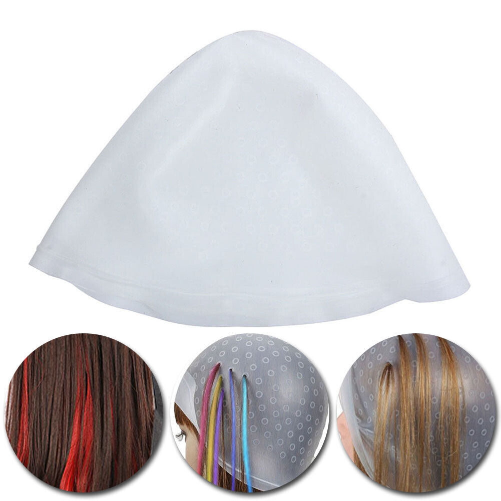 US 1-2 Pack Reusable Silicone Dye Hat Cap + Hook for Hair Coloring Highlighting