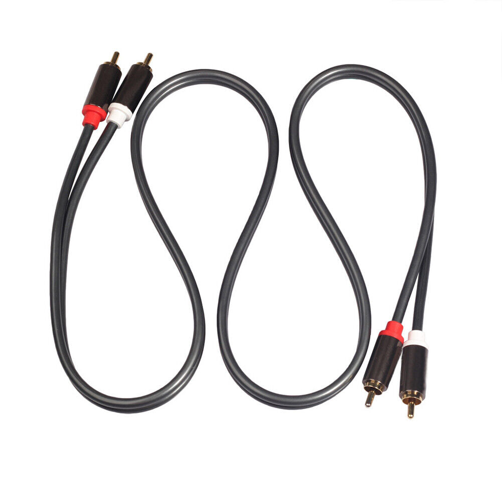 U 2-4 Plated 2-RCA to 2-RCA Male L/R Stereo Audio Coaxial Cable Cord Plug Patch