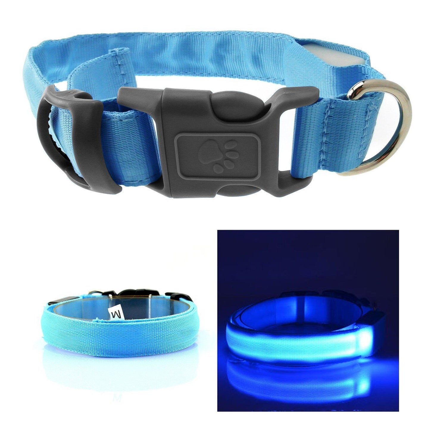 Pets DOG LED Lights Flash Night Safety Nylon Collar Adjustable LED Collar S-XL