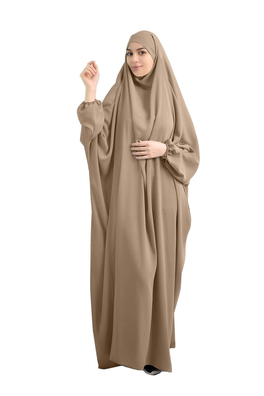 Women Muslim  Long Dress One-Size Overall Hijab Thobe Hooded Dress