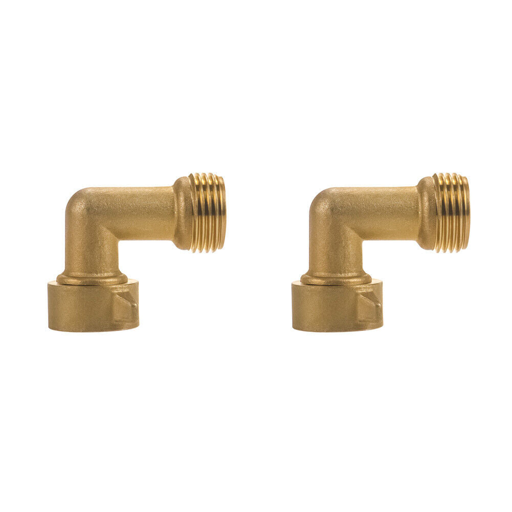 US 2Pc 90 Degree Garden Hose Elbow adapter- Solid Brass Fittings RV