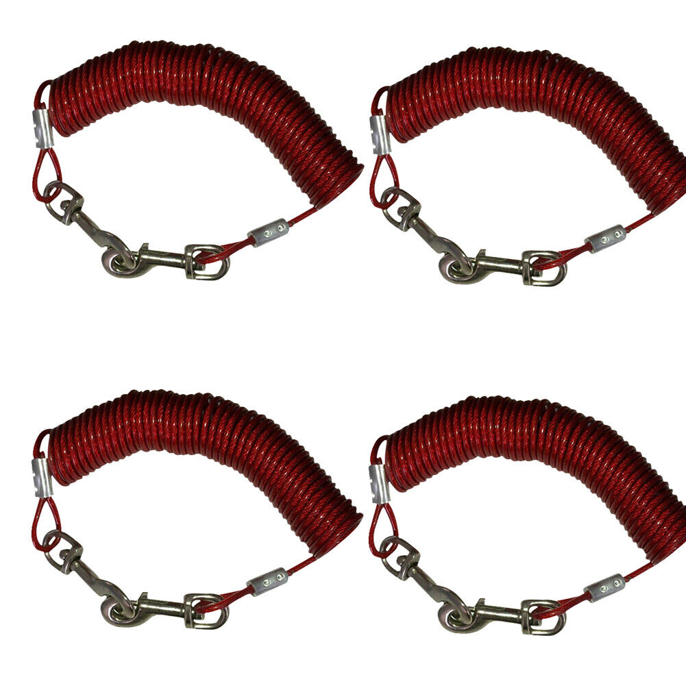 US 2-4 Pack Dog Tie Out Cable Up to 60lbs 16 feet Steel Cable Metal Swivel Hook