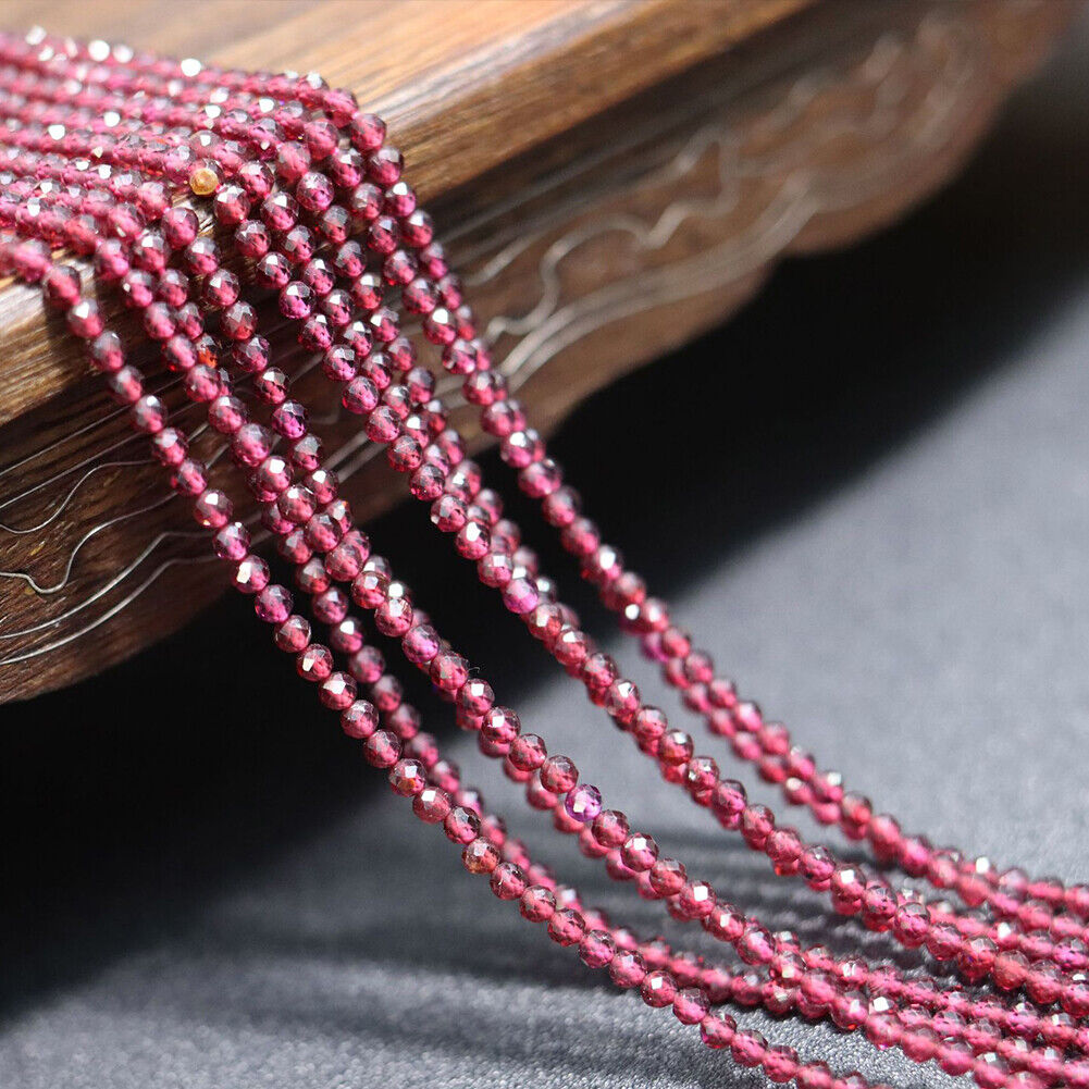 US Natural Garnet Faceted Round Smooth Beads 38cm/14.96'' Strand 2mm 3mm 4mm