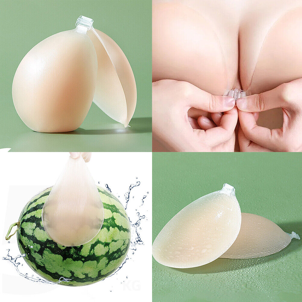 US 1-2 Pack Silicone Self-Adhesive Stick On Gel Push Up Strapless Invisible Bras