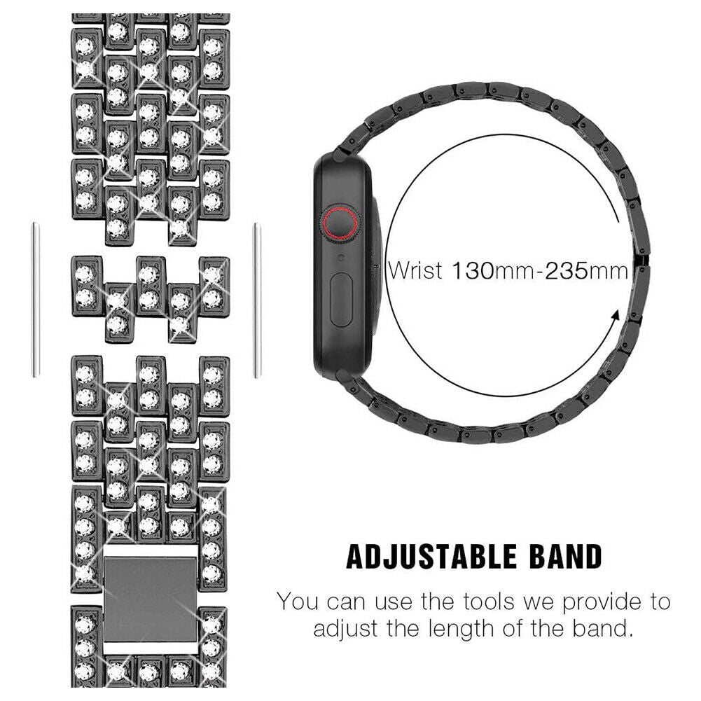 US Luxury iWatch Strap Metal Diamond For Apple Watch Series 1 to 7 38/40/42/44mm