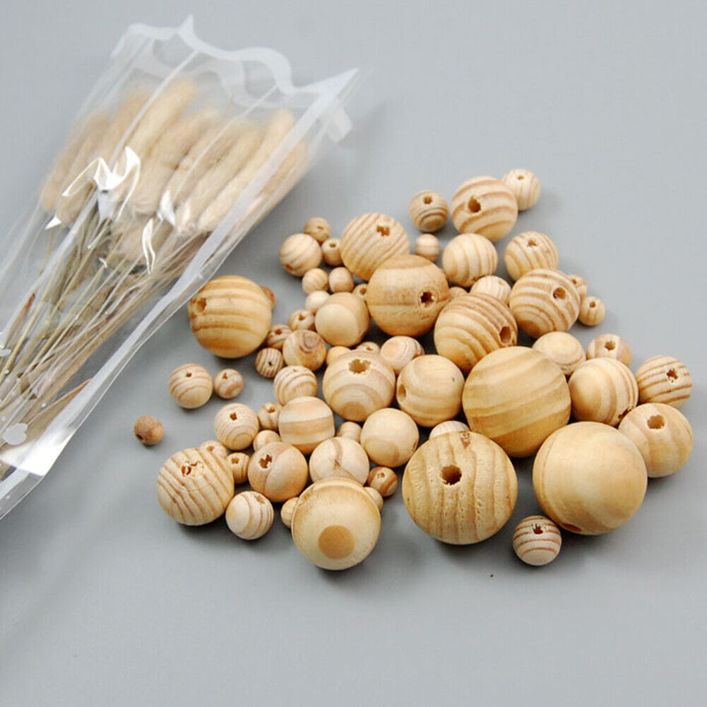 US 1000-2000 Pc Natural Wooden Beads, 8mm Round Polished Loose Beads for DIY