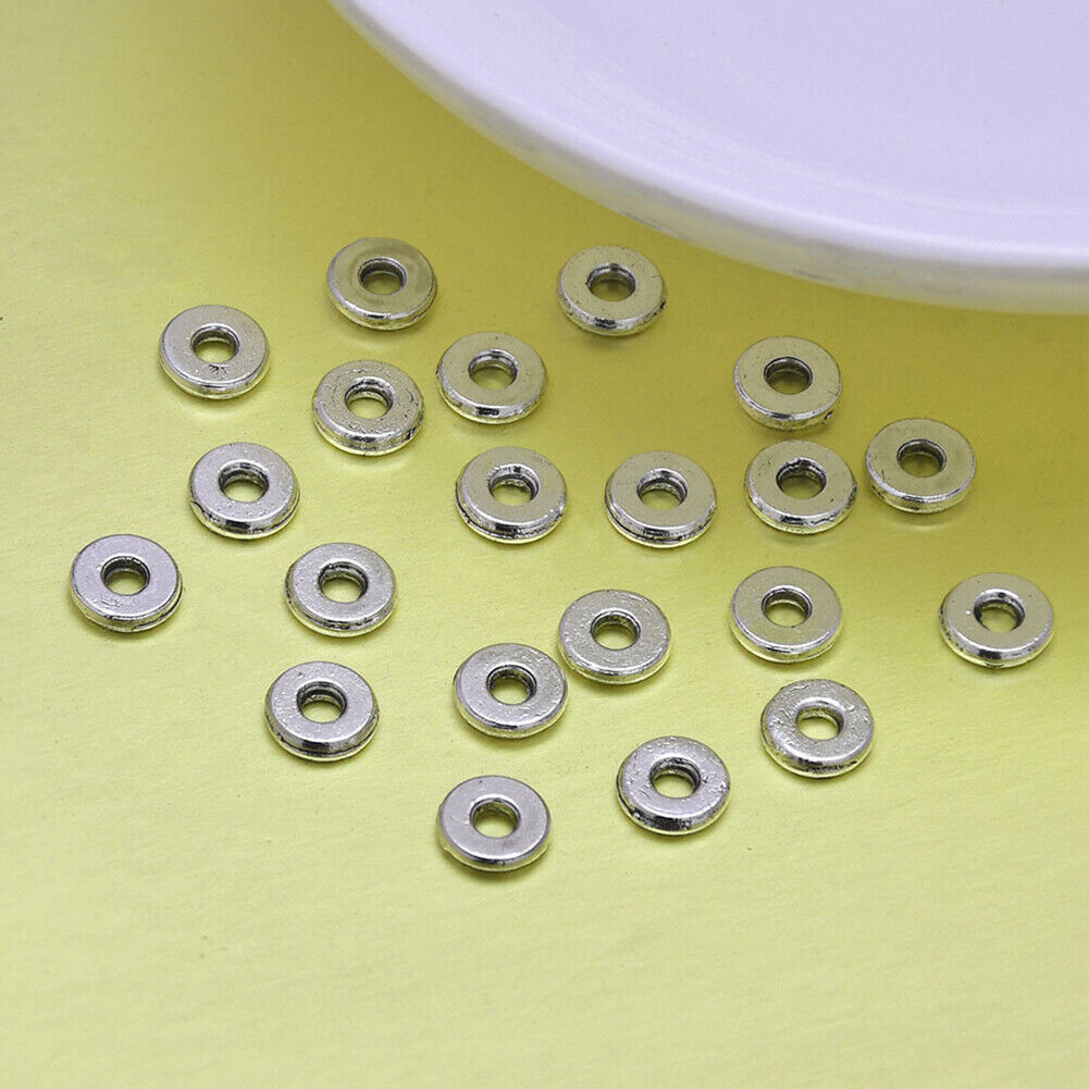 US 100-200 Pack Tibetan Silver Alloy Gossy Antique Spacer Beads with Hole 6*2mm