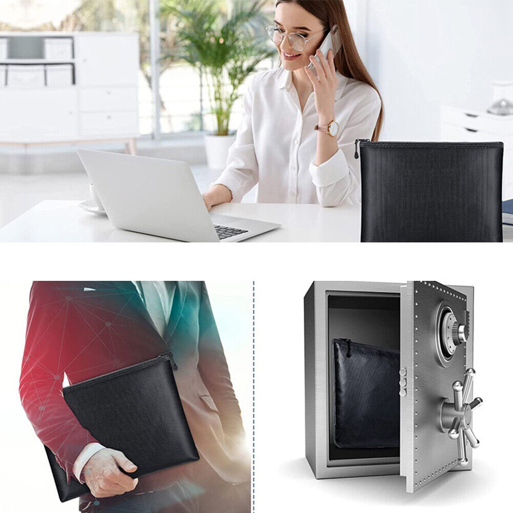US 2 Pc 2000℉ Fire Proof money Bag Fireproof Document Pouch Waterproof Safe Cash