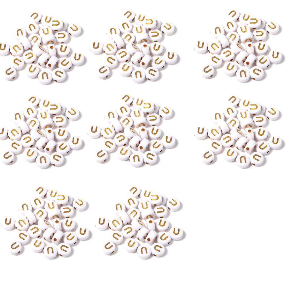 US 400-800 Round 7mm Acrylic Alphabet Beads Flat Round Letter DIY Jewelry Making
