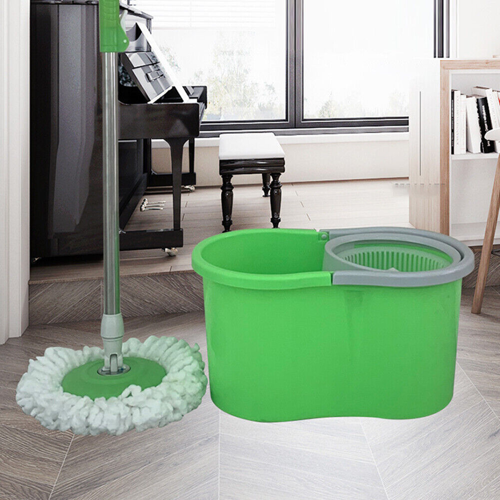 US 1-2 Pcs 360° Rotating Head Easy Spin Dry Floor Microfiber Spinning Mop Bucket