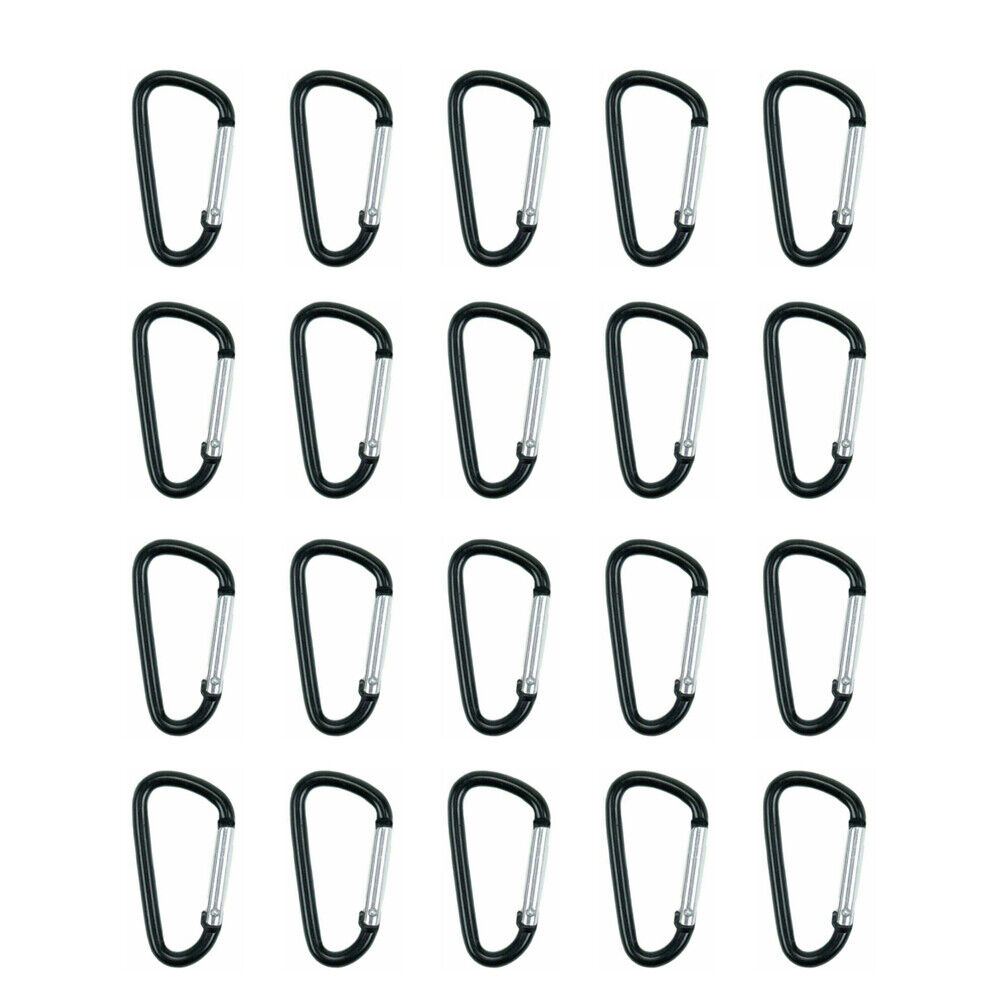 US 20-40 Pc D Shape Aluminum Carabiner Clips Spring Camping Snap Hook Keychain