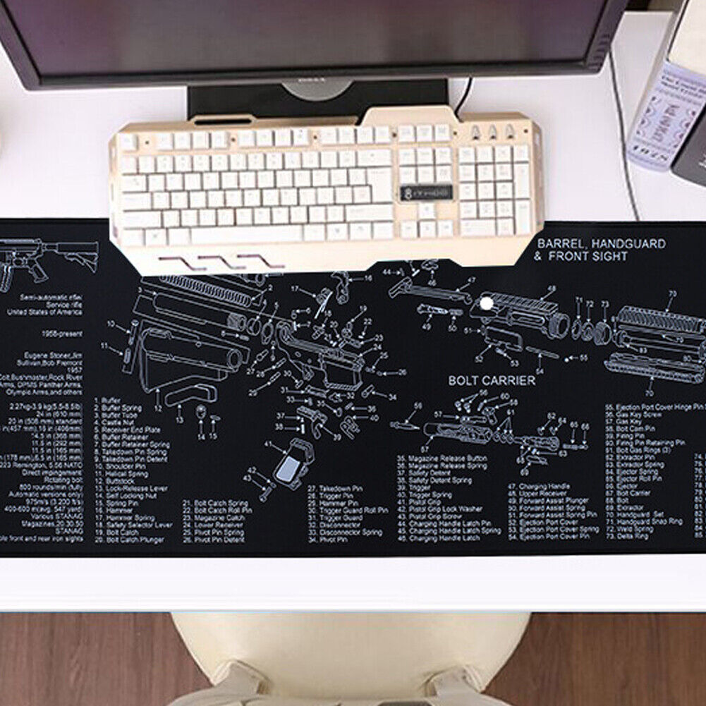 US 1-2 Pc Long Gun Cleaning Bench Mat 35''X12'' w/ Parts List View Non-Slip