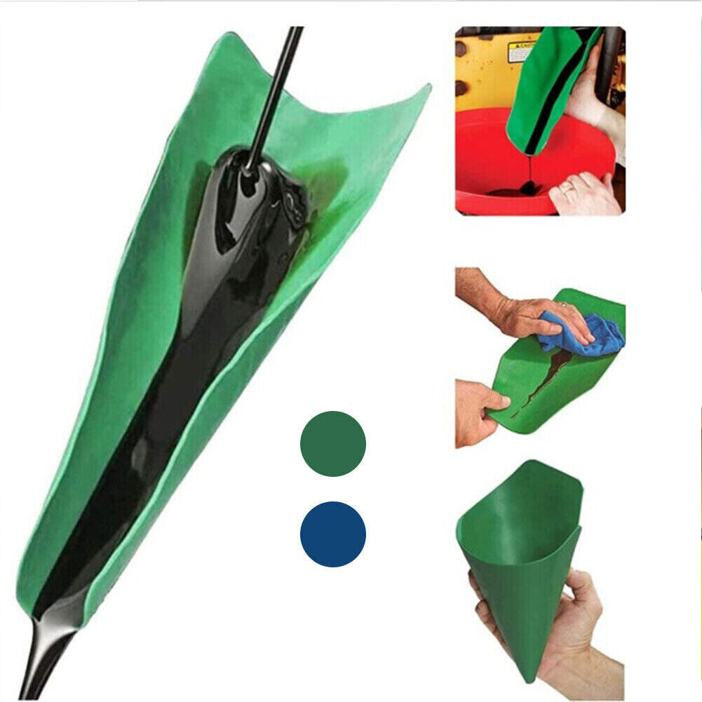 US 2-4 Pc 19.68''x7.87'' Funnel Oil Draining Tool Foldable Filter Reusable Drain