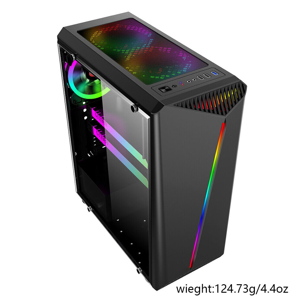 US ATX/MATX/ITX Mid Tower Case Side Panel Black White PC Gaming Computer Case