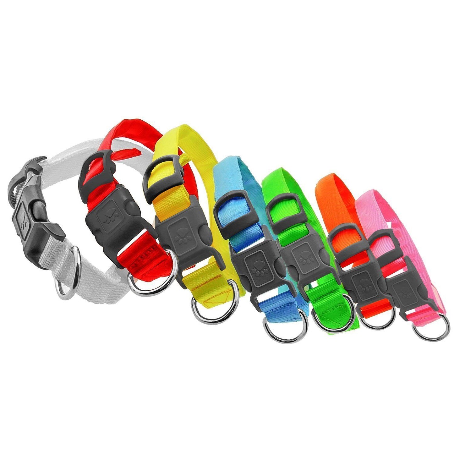 Pets DOG LED Lights Flash Night Safety Nylon Collar Adjustable LED Collar S-XL