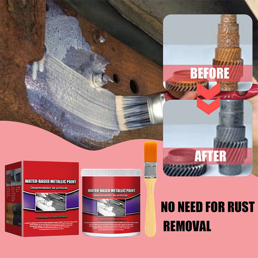 US1-2Pc Car Water-Based Chassis Rust Converter Primer Remover Restore with Brush