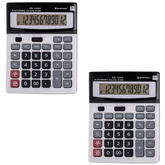 US 12-Digit Desktop Calculator Standard Function Dual Power  Solar and AA