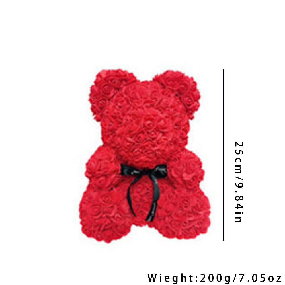 US1-2Pc 9.84Inch Flower Floral Foam Rose Teddy Bear Romantic Valentine'sDay Gift