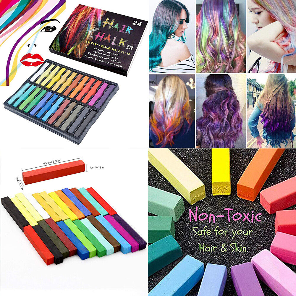 US 12-24 Color Set Temporary Hair Chalk Set Washable Color One-time Dye Kid Safe