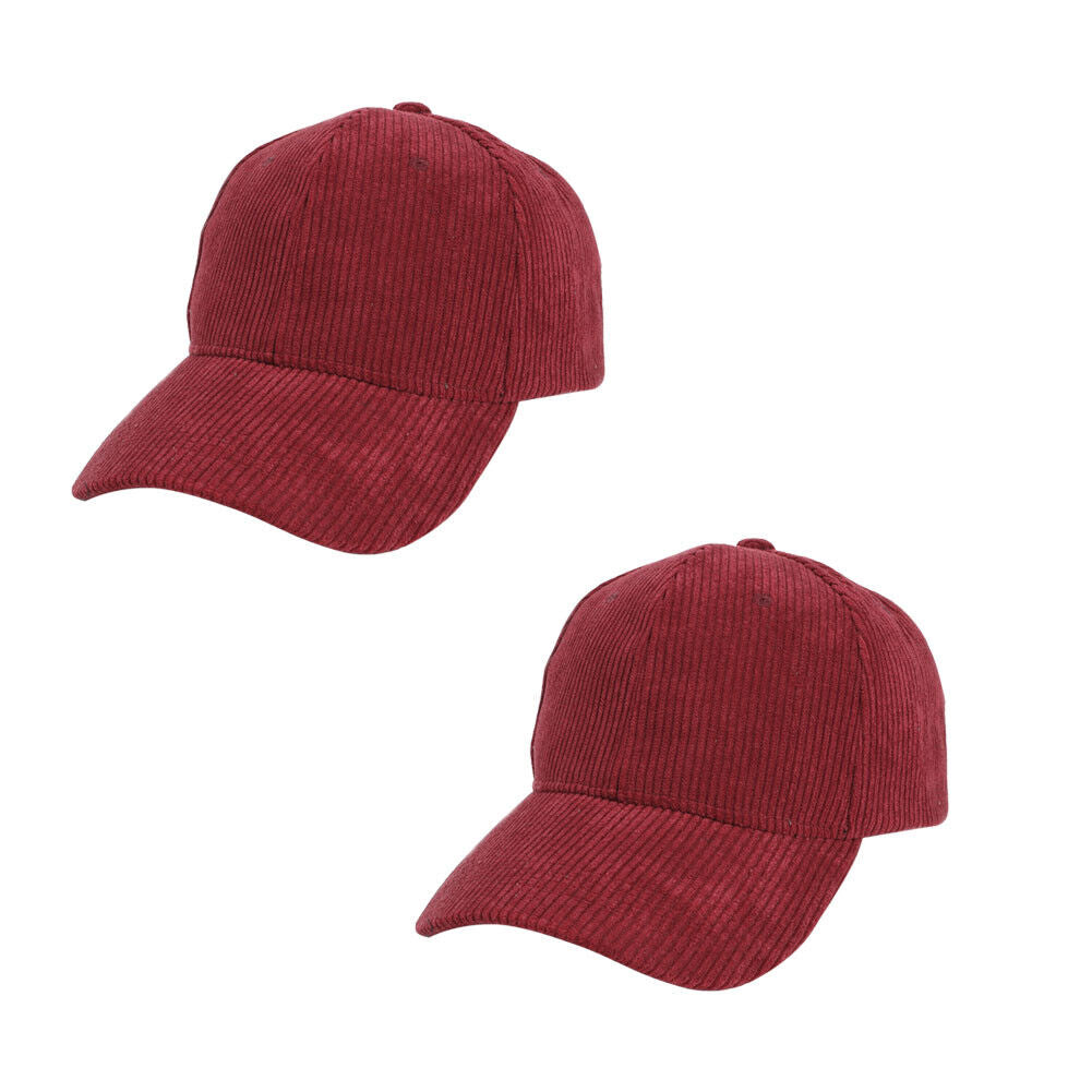 US 1-2 Pcs Cotton Corduroy Baseball Cap Classic Adjustable Plain Hat Warm Unisex
