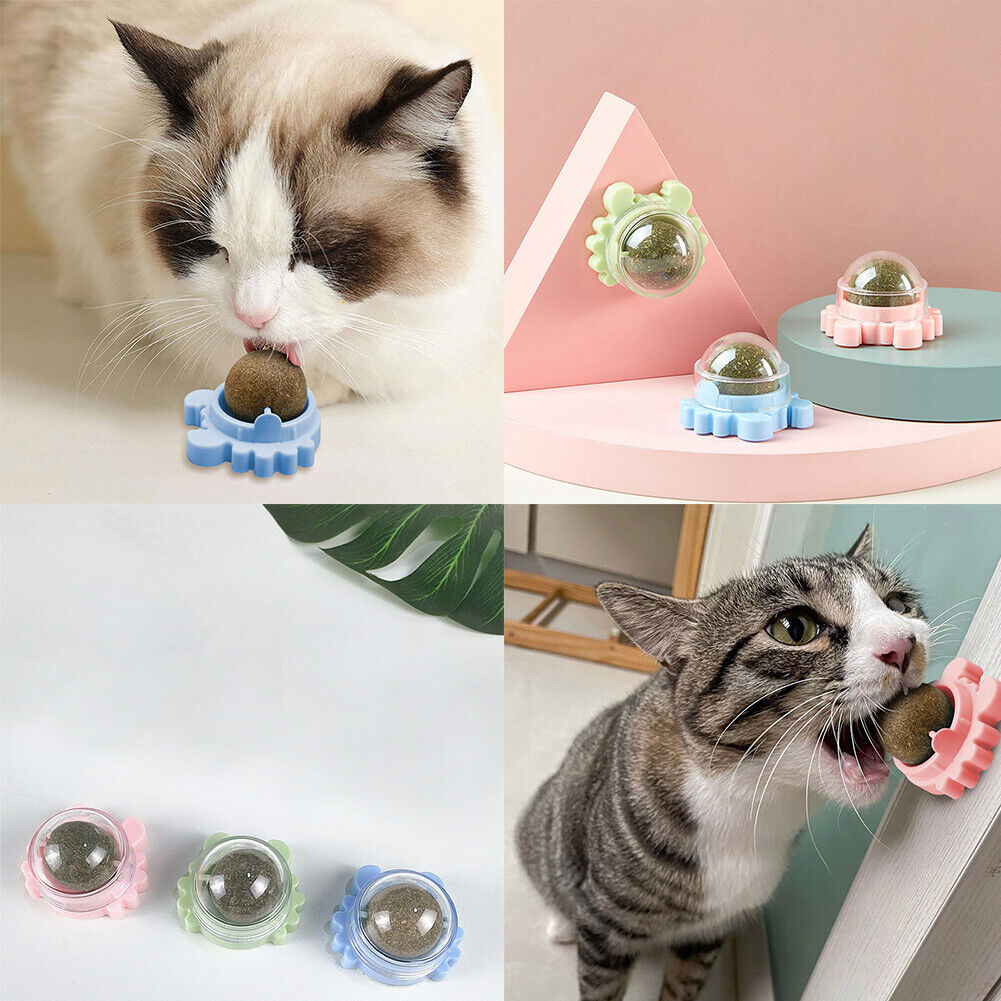 US 1-2 Pack Edible Cat Nip Ball Products Kitty Chew Rotatable Interactive Kitten