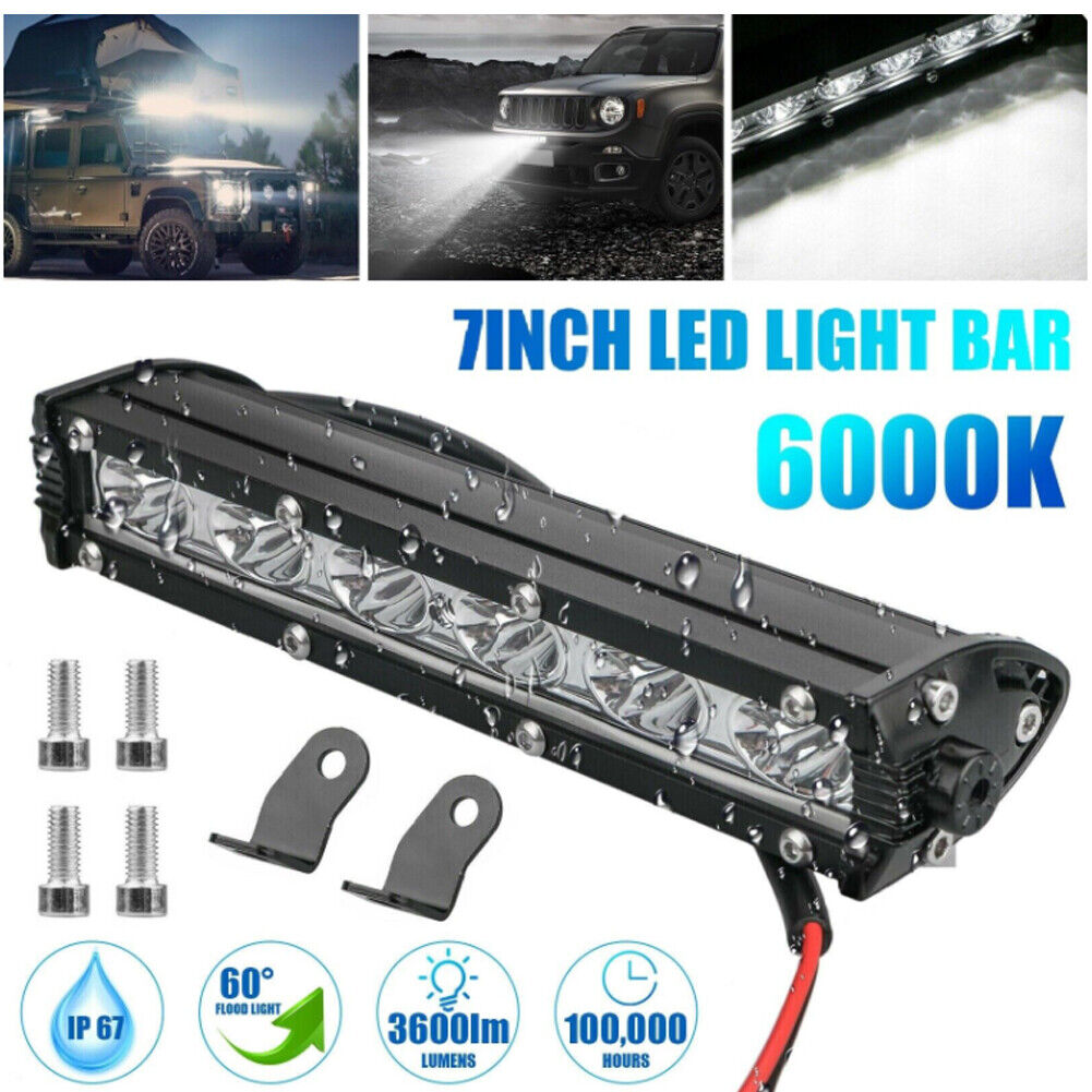 US 2-4 Pack 7" 18W LED Light Bar Fog Flood Pod Offroad Work Lighting Driving SUV