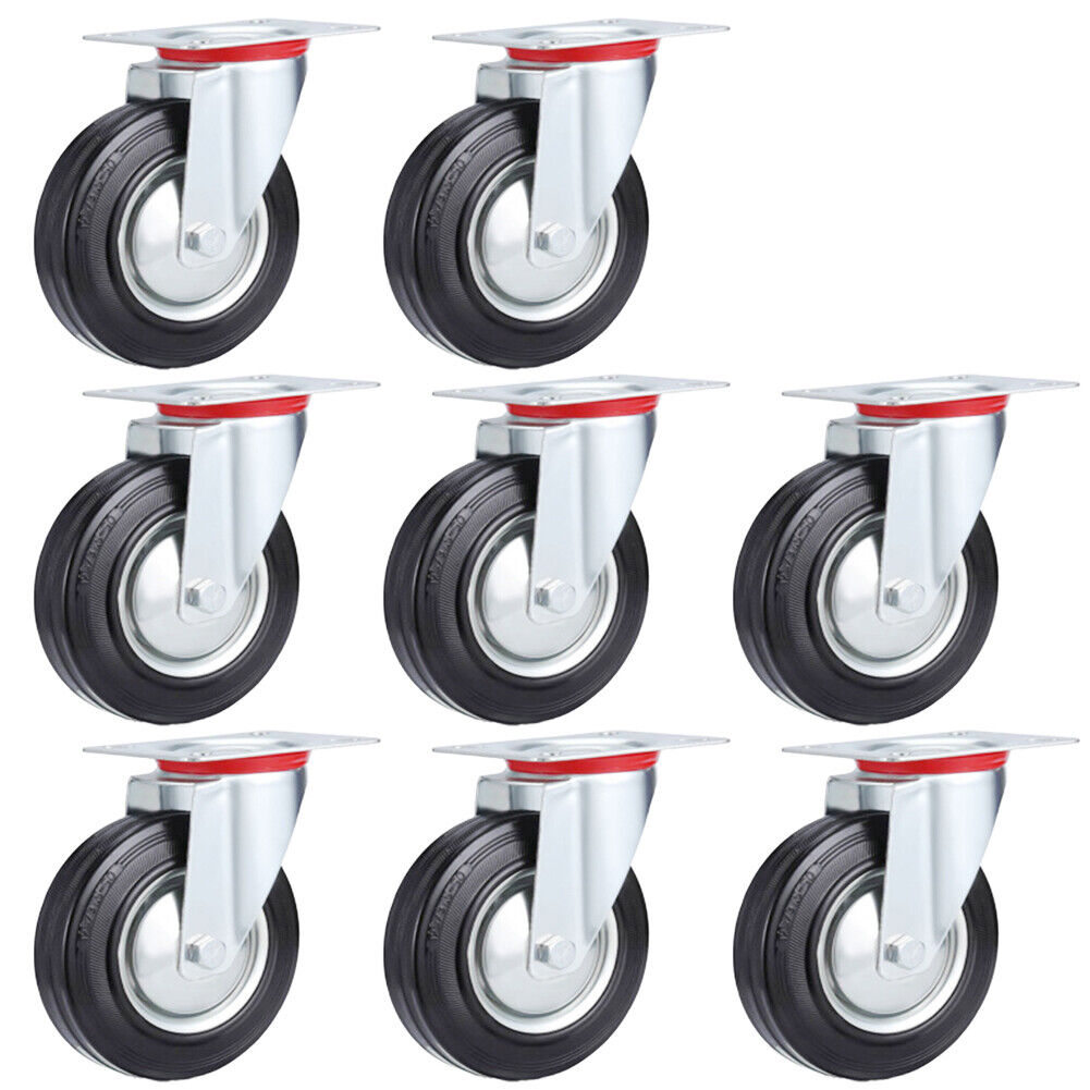 US 8 Pack 3" Swivel Caster Wheels Rubber Base Top Plate & Bearing Heavy Duty