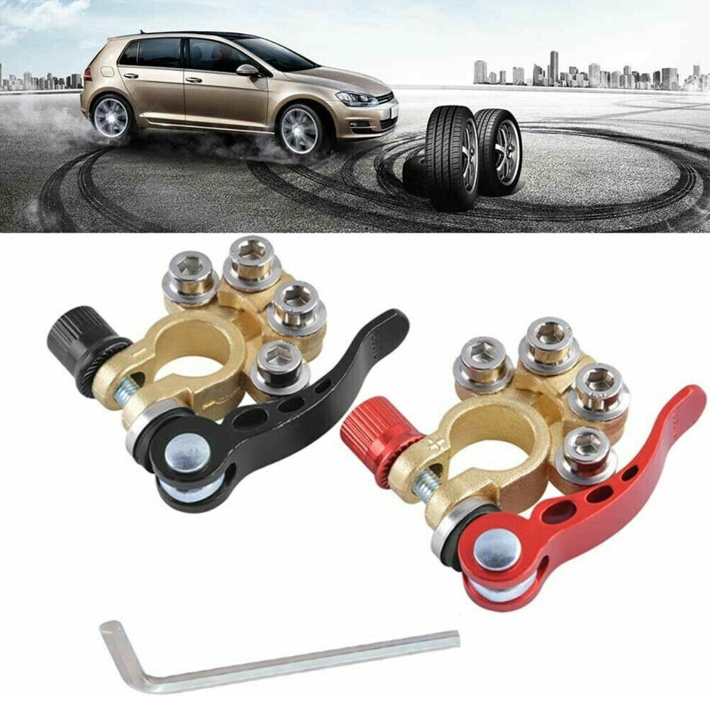 US 2-4 Pcs Car Battery Terminals Connector Clamp Quick Release Adjust Disconnect
