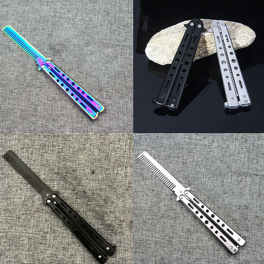 US 1-2 Pcs Practice BALISONG METAL BUTTERFLY Assorted Trainer Knife BLADE Comb B