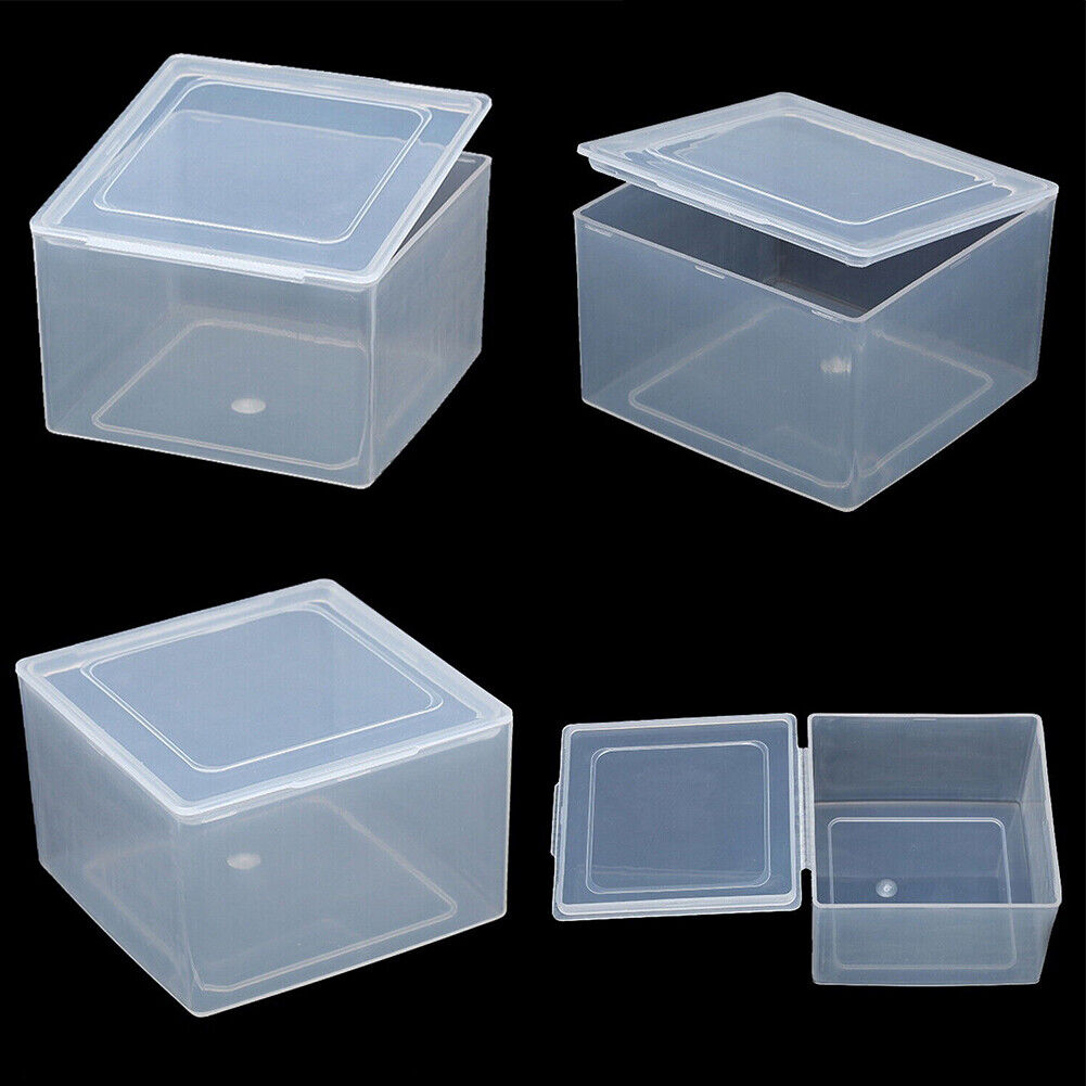 US 4-8 Pc Square Plastic Storage Container Box Clear Rectangle Case Coins Travel