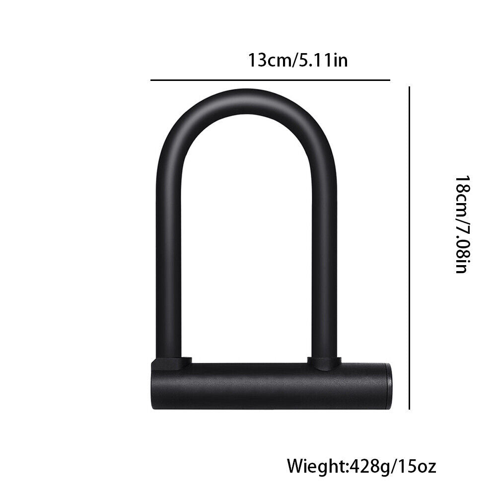 US 1-2 Pack 7"x5.1" Cycling U-lock Steel Carbon Bicycle Lock with Bracket 2 Keys