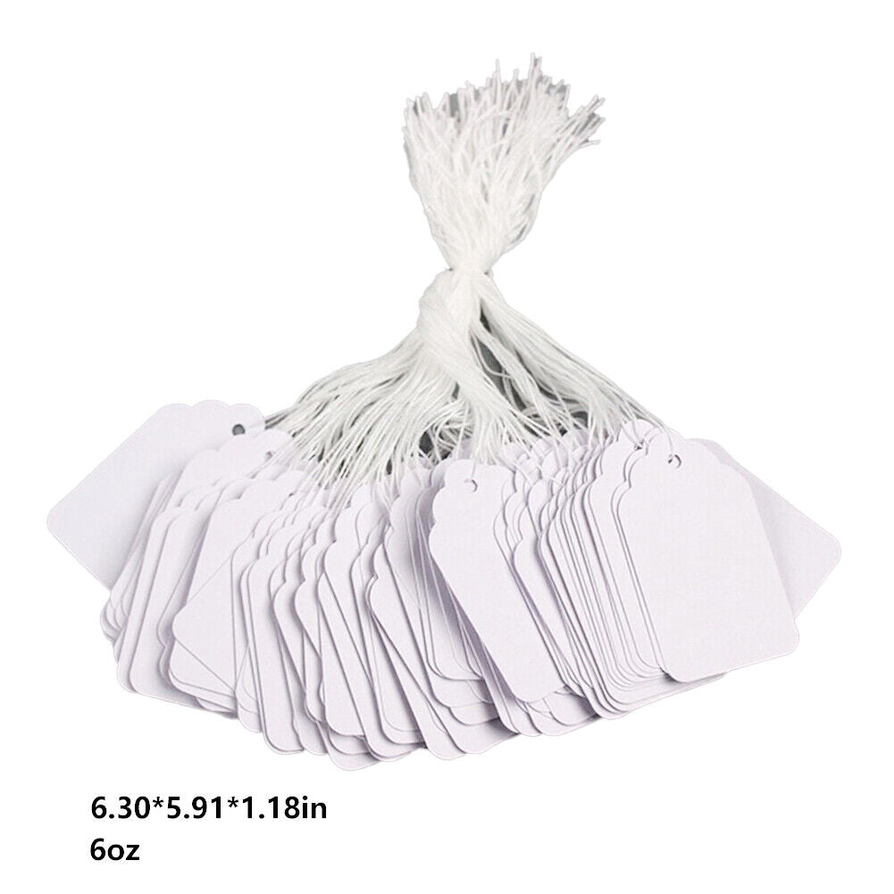 US 500-1000Pc String Size#5 Retail Strung Label Blank White Merchandise PriceTag