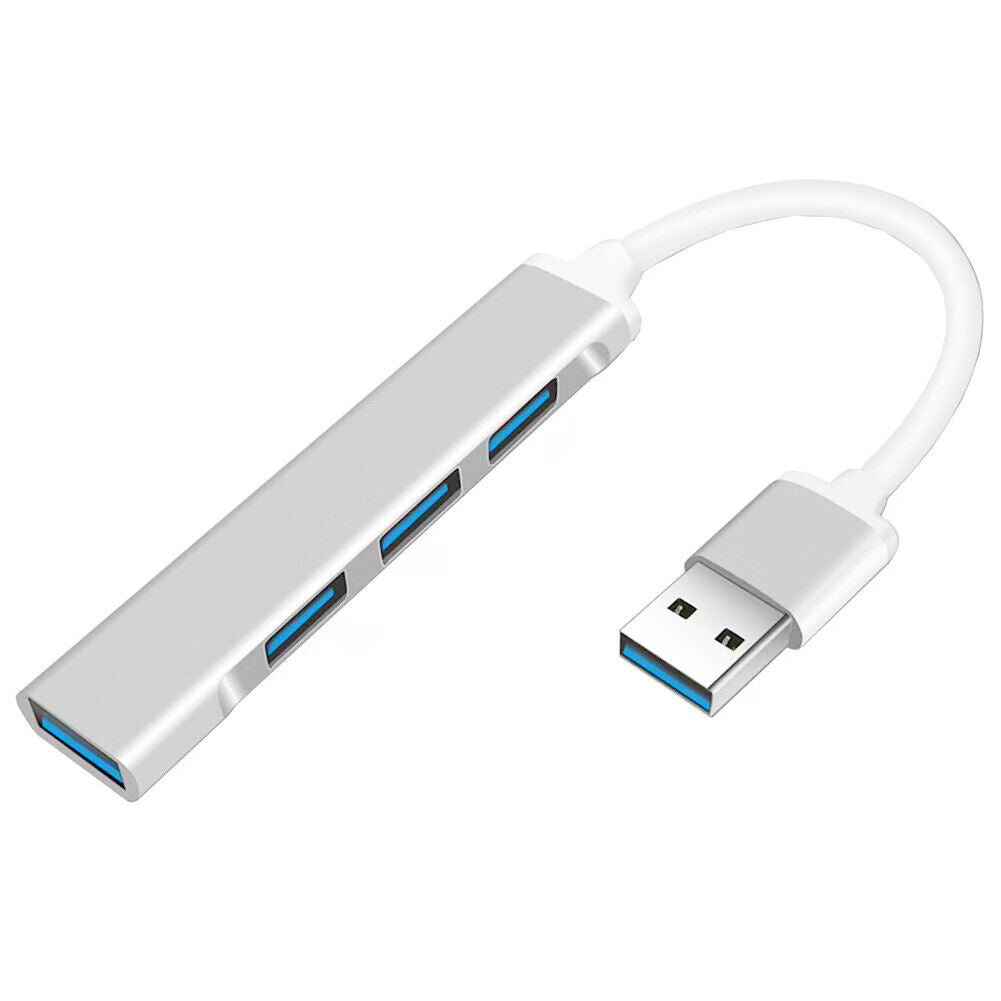 US 2-4 Pcs USB 3.0 4 Port Hub Splitter Slim Sleek Aluminum PC Mac Laptop Desktop