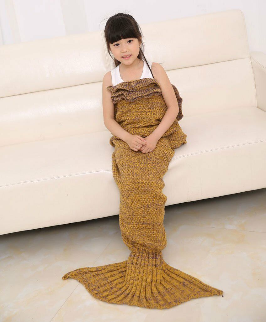 Little Girls Cute Flounced Mermaid Tail Blanket Sleeping Bags