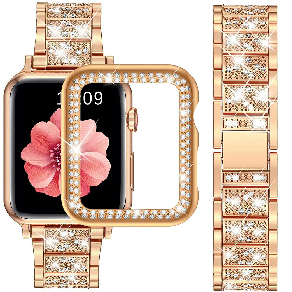 US Luxury iWatch Strap Metal Diamond For Apple Watch Series 1 to 7 38/40/42/44mm