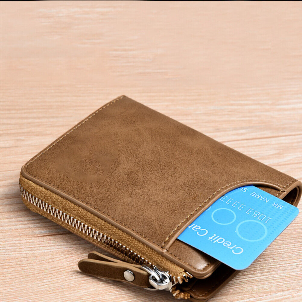 US 1-2 Pack Men RFID Blocking Leather Wallet Credit Card ID Holder Zipper Purse