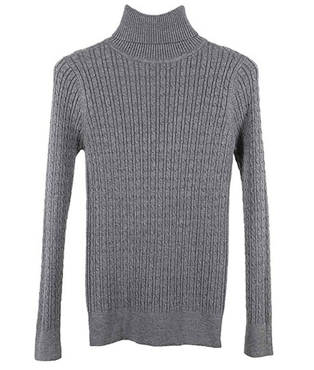 MFrannie Womens Twist Ribbed Cable Stretchy Fit Knit Turtleneck Sweater