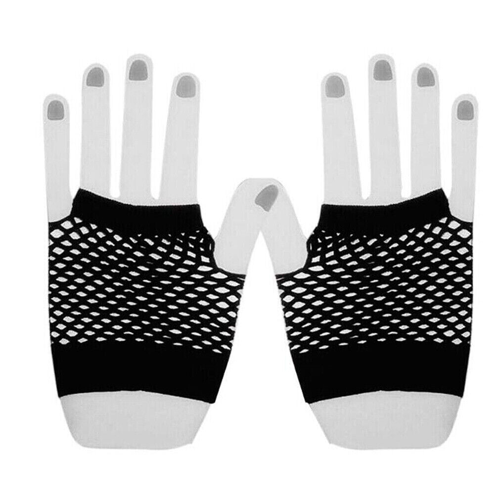 US 2~4 Pairs Women Short Fishnet Glove Sexy Gothic Party Mesh Fingerless Gloves