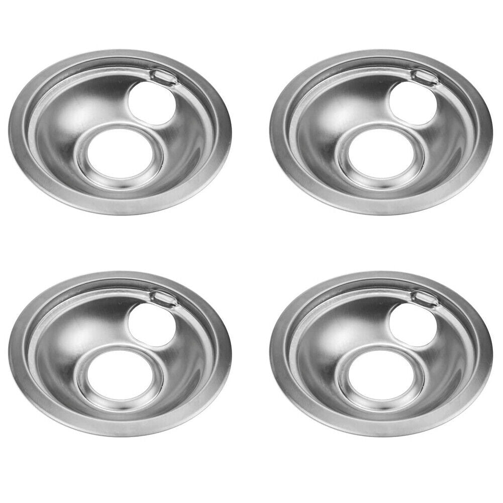 US 1-2 Pc Drip Pan Set Chrome Compatible with Whirlpool FRIGIDAIRE KENMORE Range